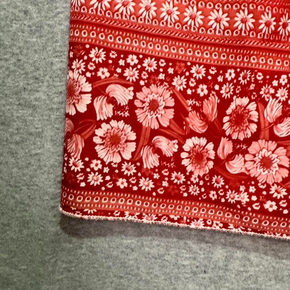 Shein Curve Babydoll Dress 4XL Red Floral V-Neck Puff Sleeve Boho Cottagecore - Picture 7 of 8